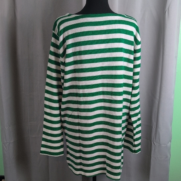 Green and White Striped Tunic Top with Long Sleeves. NWT. XL - Picture 2 of 6